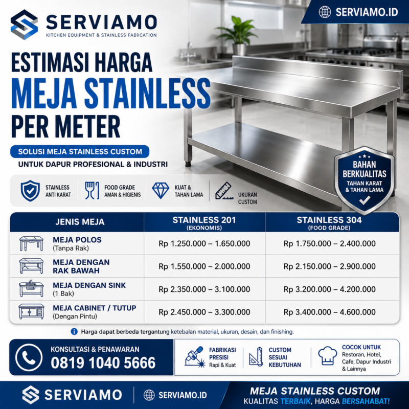 Harga Meja Stainless Per Meter