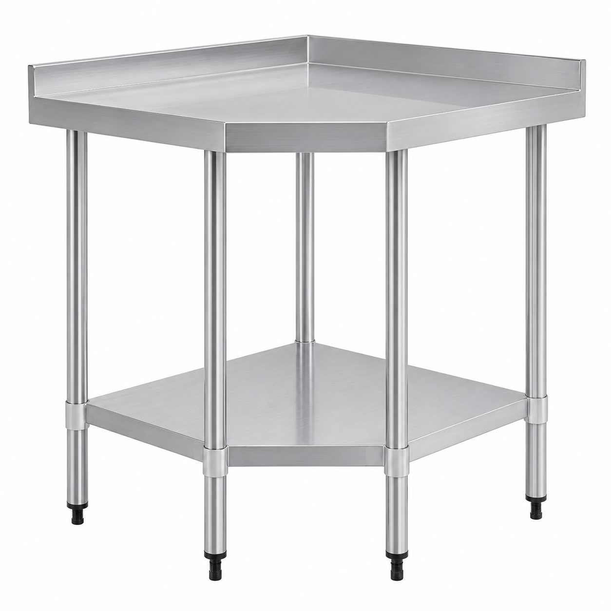 Corner Work Table With Backsplash Serviamo Stainless CWT-9E